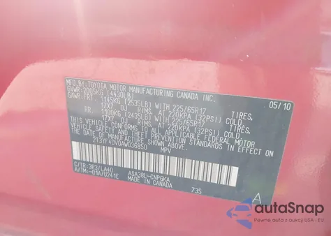 2010 Toyota Rav4 Limited from USA, damaged, VIN 2T3YF4DV0AW036850